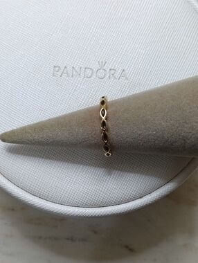 Pandora 14k Gold and Black Enamel Ring